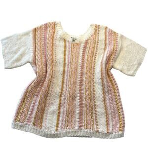 Versona Women's Multicolor Round Neck short Sleeve Casual Sweater Size M